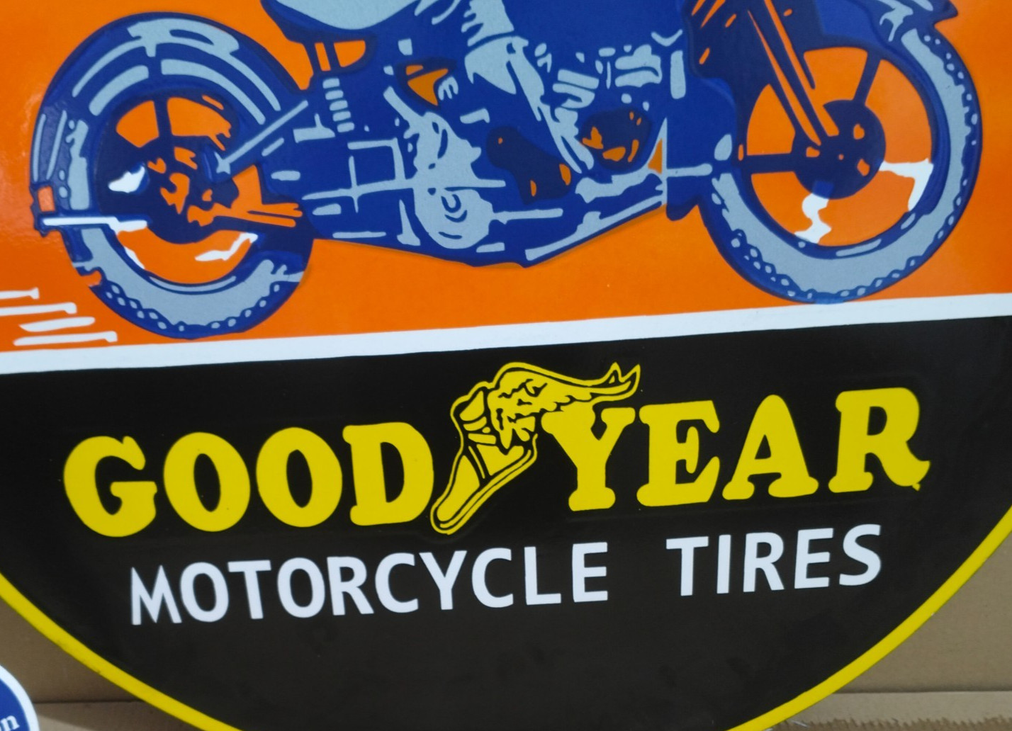 Good Year Motorcycle Tires Porcelain Enamel Sign 30 x 30 Inches 1 Sided