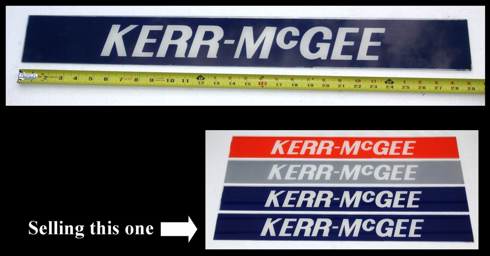 Blue Kerr McGee Plexiglass Gas Service Station Pump Insert Advertising Sign Oil