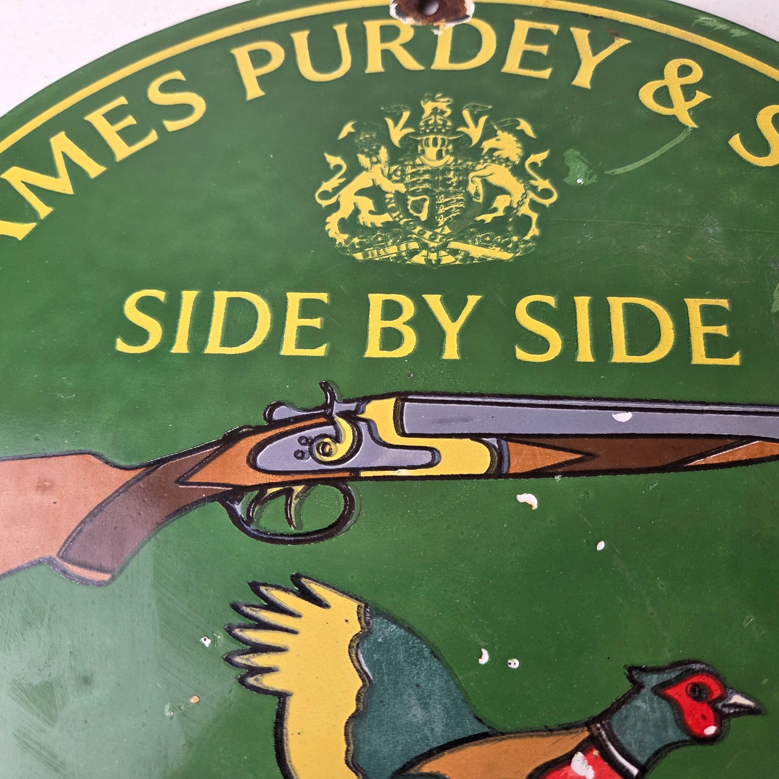 Vintage James Purdey Sign – Hunting Gun Firearm Makers Shot Gas Porcelain Sign