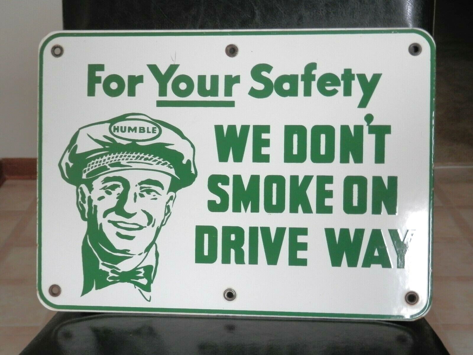 ORIGINAL NEAR MINT RARE HUMBLE GAS~OIL PORCELAIN ADVERTISING SIGN~SUPER NICE~