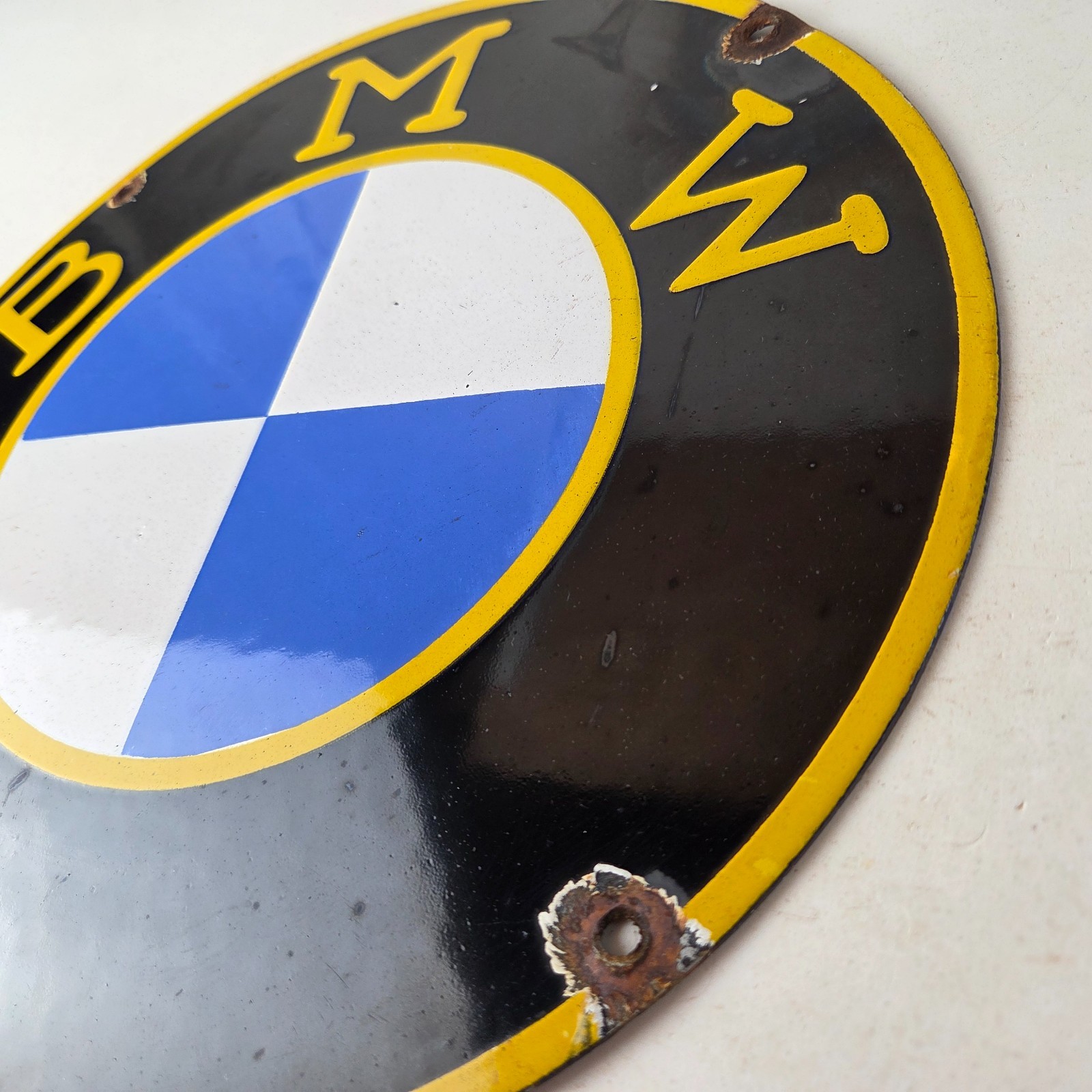 Vintage BMW Sign – Porcelain Gas Pump Sales Dealership Service Auto Sign