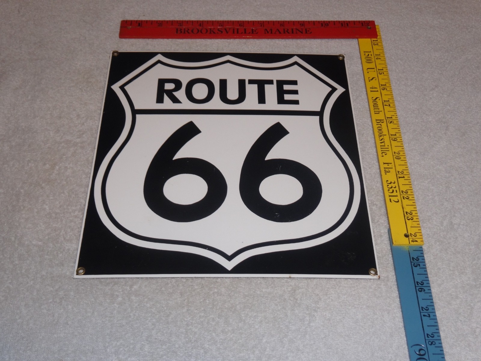 VINTAGE UNITED STATES ROUTE 66 US ROAD 12″ PORCELAIN METAL U S GASOLINE OIL SIGN