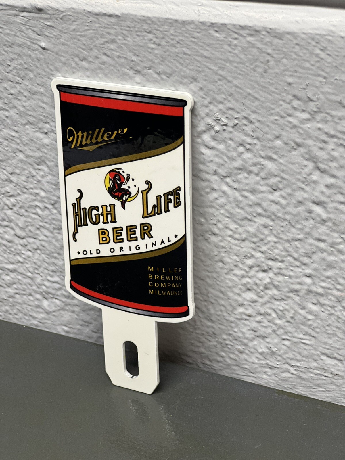 Miller High Life Metal Plate Topper Beer Champagne Bottle Pin Up Tavern Sign