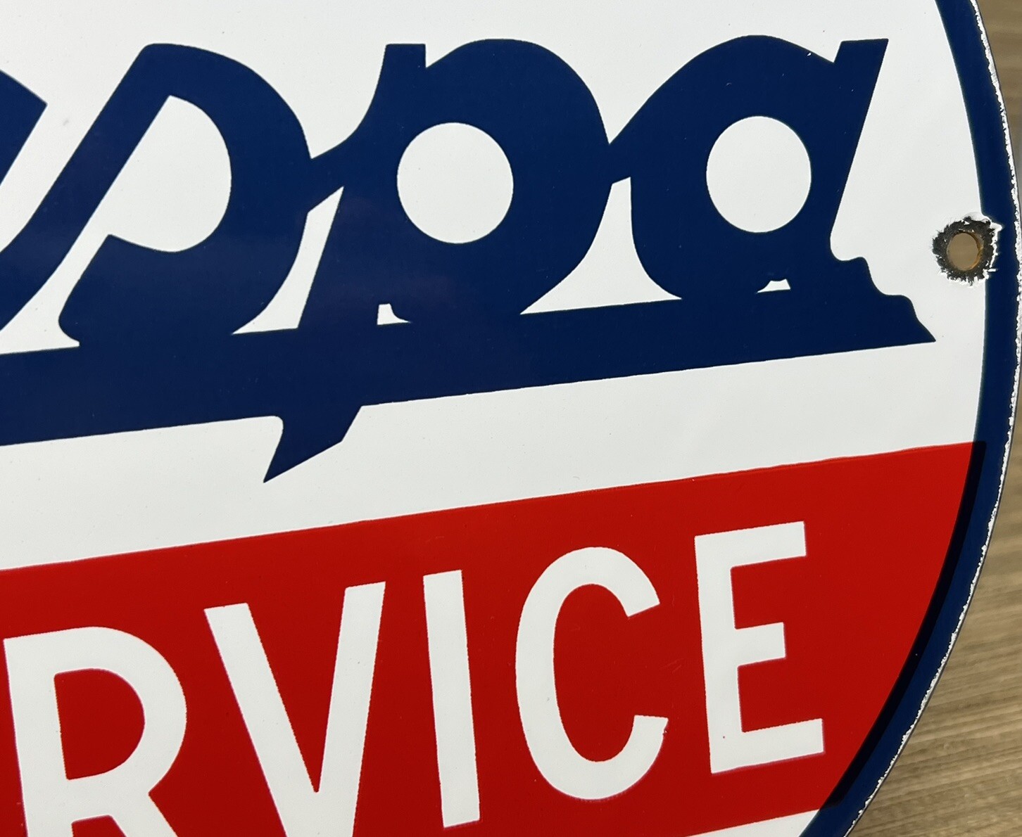 VINTAGE VESPA SCOOTER PORCELAIN SIGN SALES AND SERVICE STATION PUMP PLATE MOPED