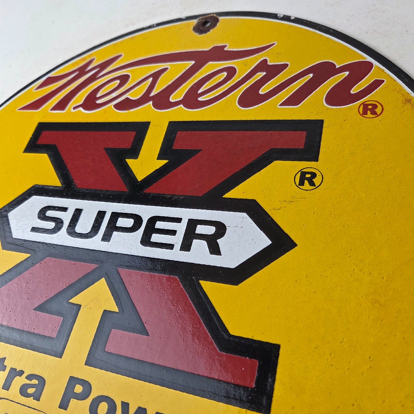 Vintage Western Ammo Firearms Sign – 22 Super X Gun Shop Porcelain Gas Pump Sign