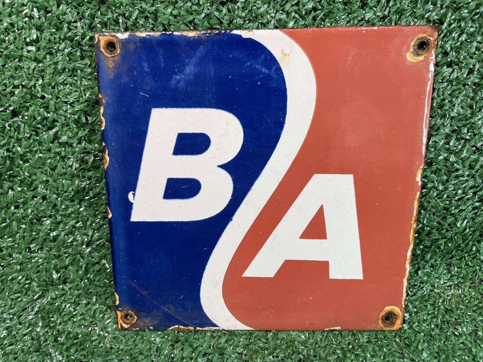 VINTAGE BRITISH AMERICAN OIL PORCELAIN SIGN GAS COMMERCIAL REFINING LUBRICANTS