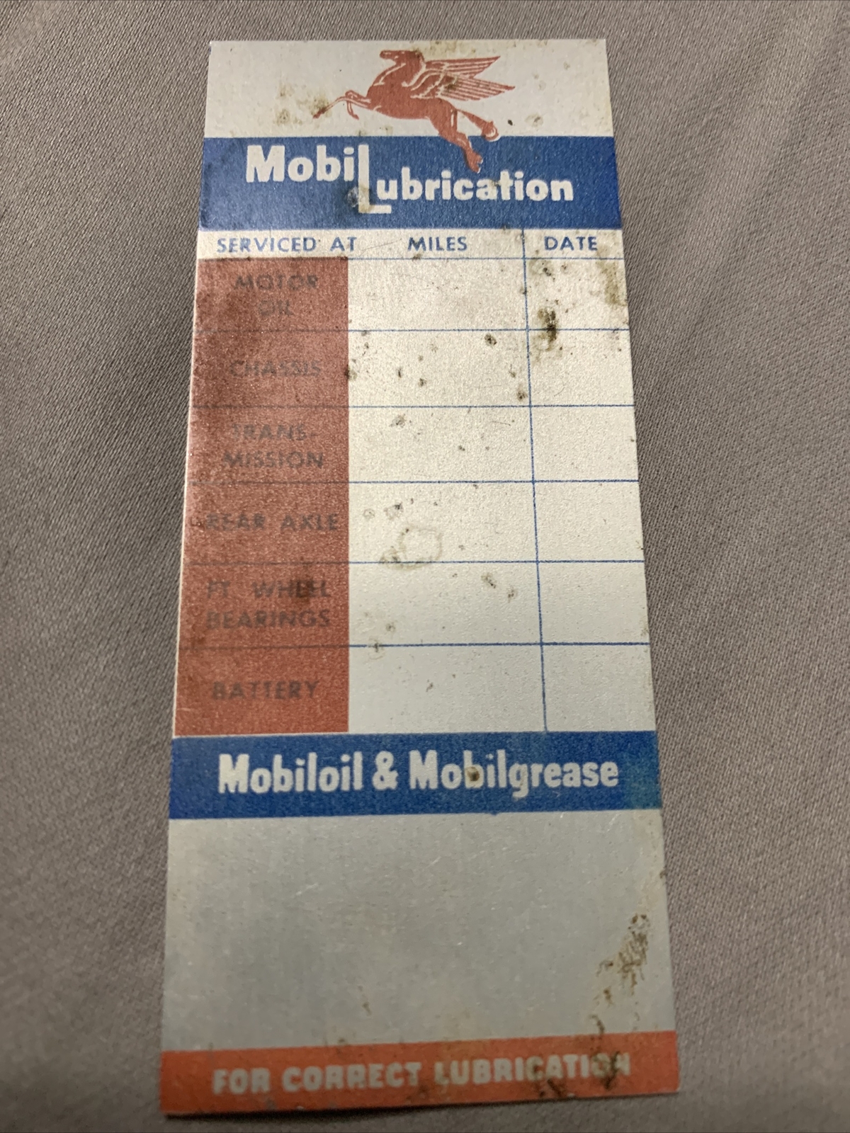 Vintage Original Metal Mobil Mobiloil Mobilgrease Lubrication Reminder Sign