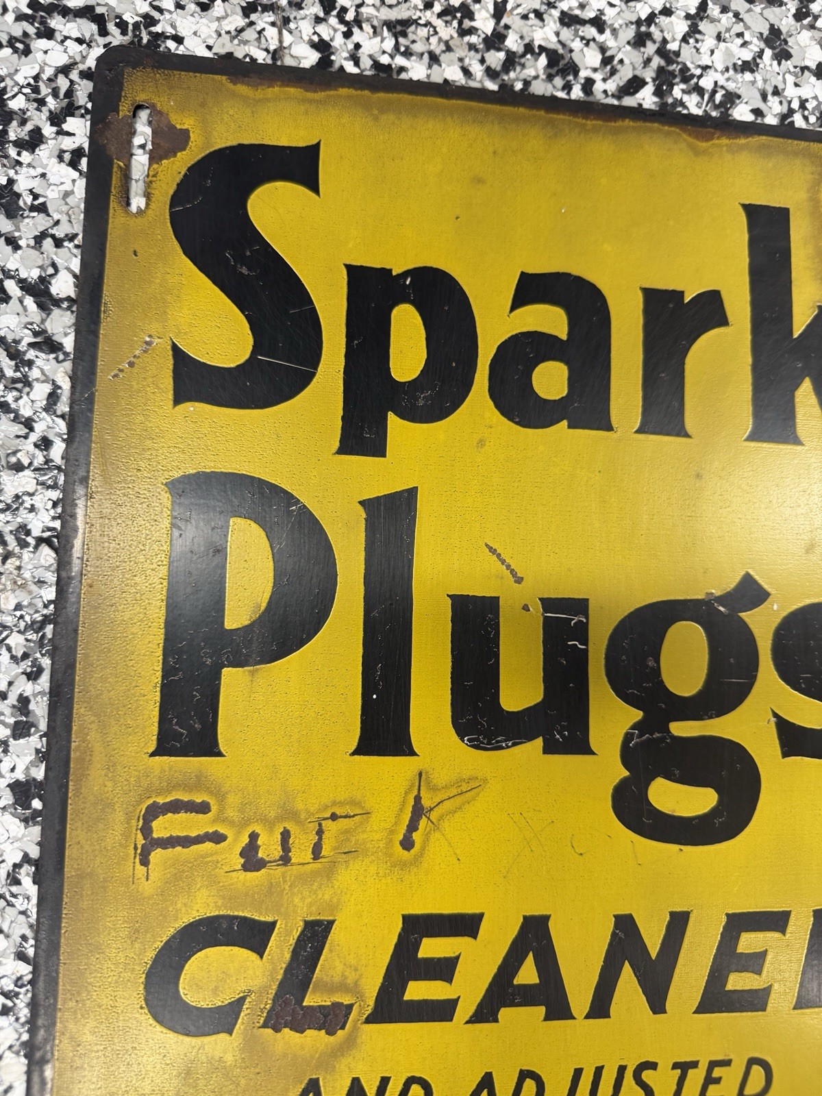 Spark Plugs Cleaned and Adjusted by AC Method Tin Metal Sign