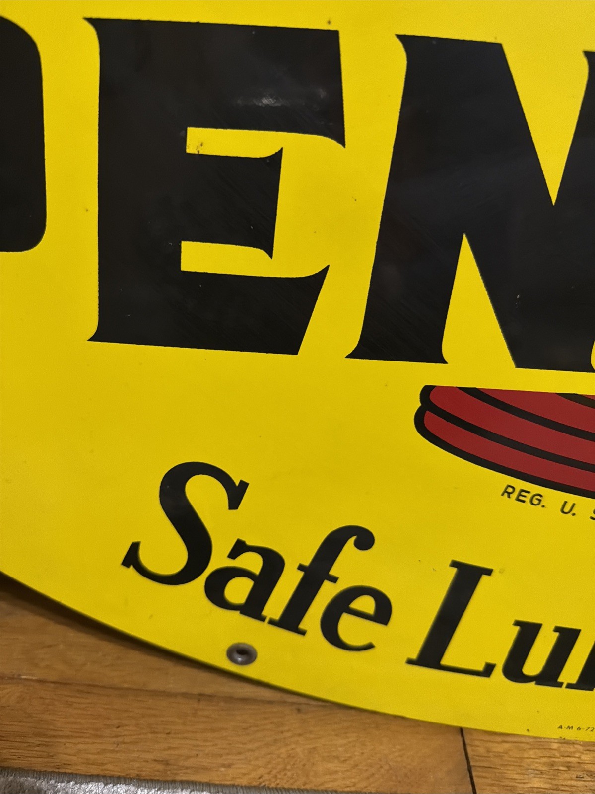 NICE DOUBLE SIDED ORIGINAL PENNZOIL GAS OIL ADVERTISING SIGN