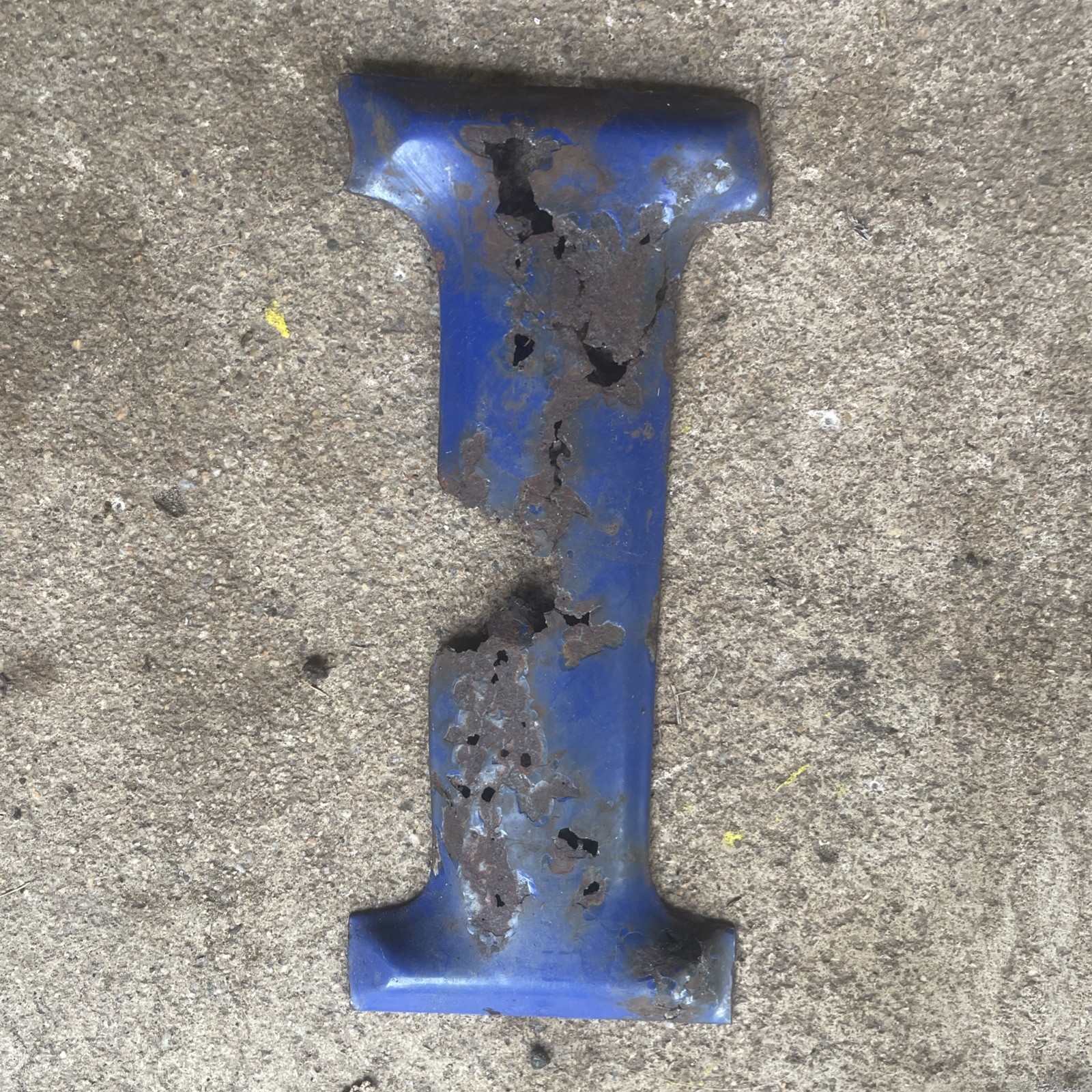 Vintage Porcelain Letter “I” Gulf 10” Gas station SIGN Marquee Blue 1950’s Metal
