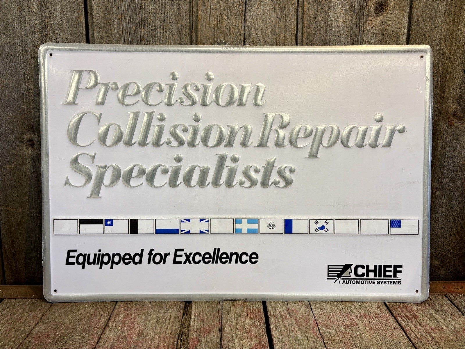 Vintage Chief Auto Systems Collision Repair Specialists Advertising Sign 24×36