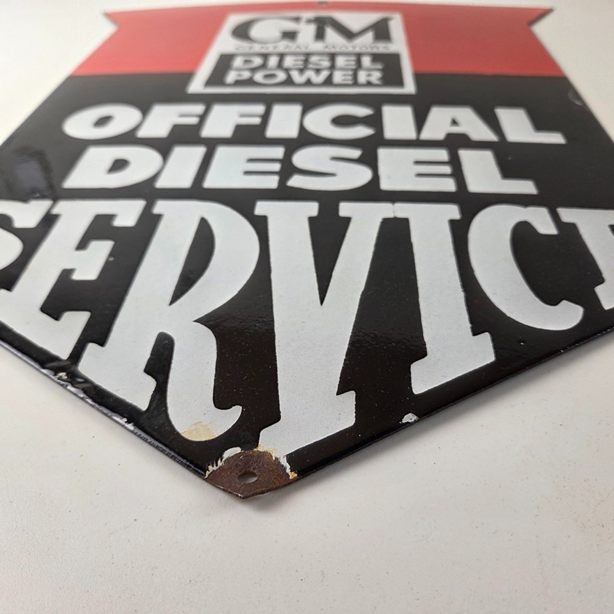 Vintage General Motors Sign – Automobiles Diesel Trucks Porcelain Gas Pump Sign