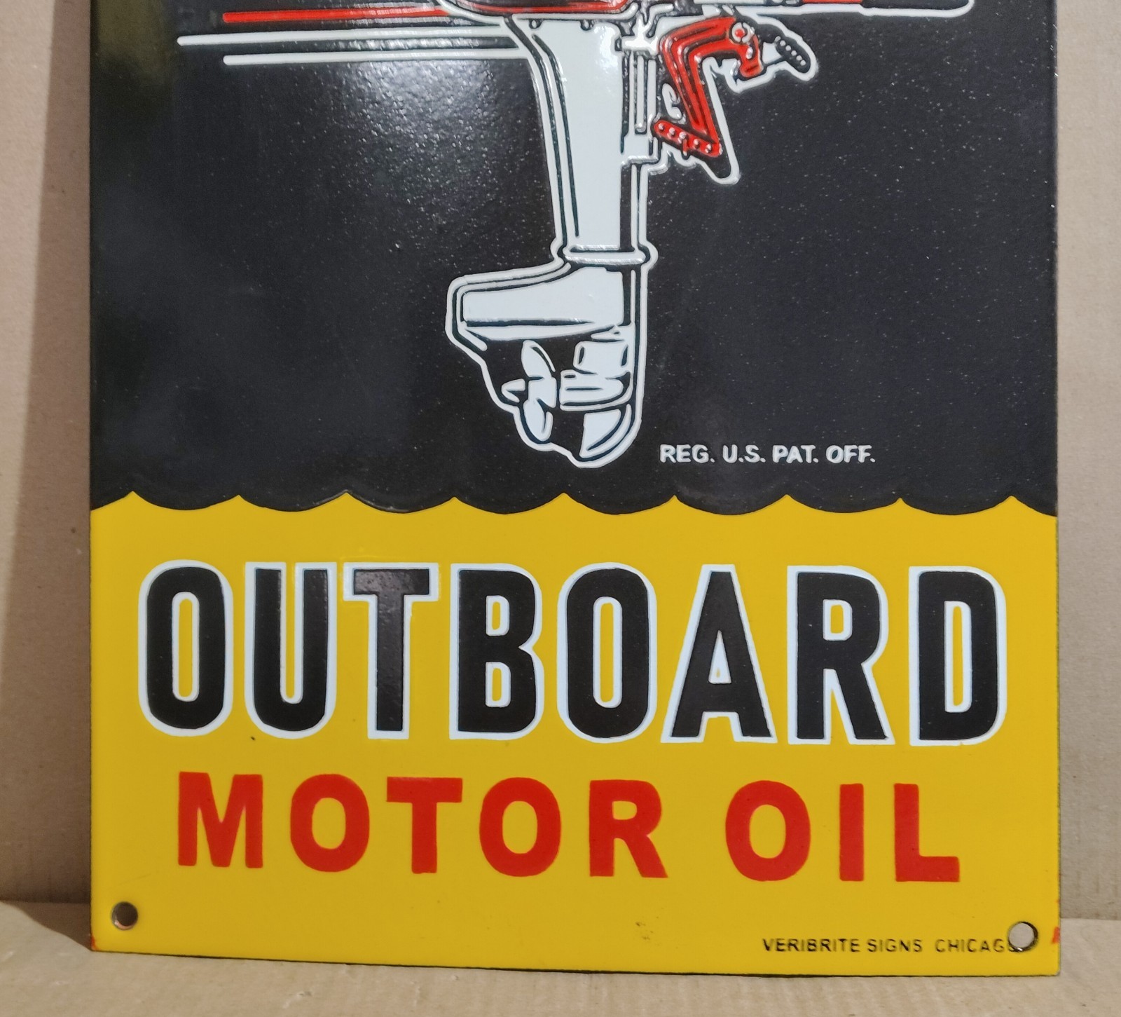 Signal Outboard Motor Oil Porcelain Enamel Sign 18 x 12 Inches 1 Sided