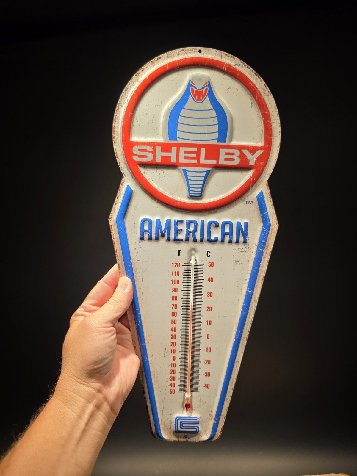 17.5 ” Metal Vintage Style Ford Shelby American Thermometer Sign