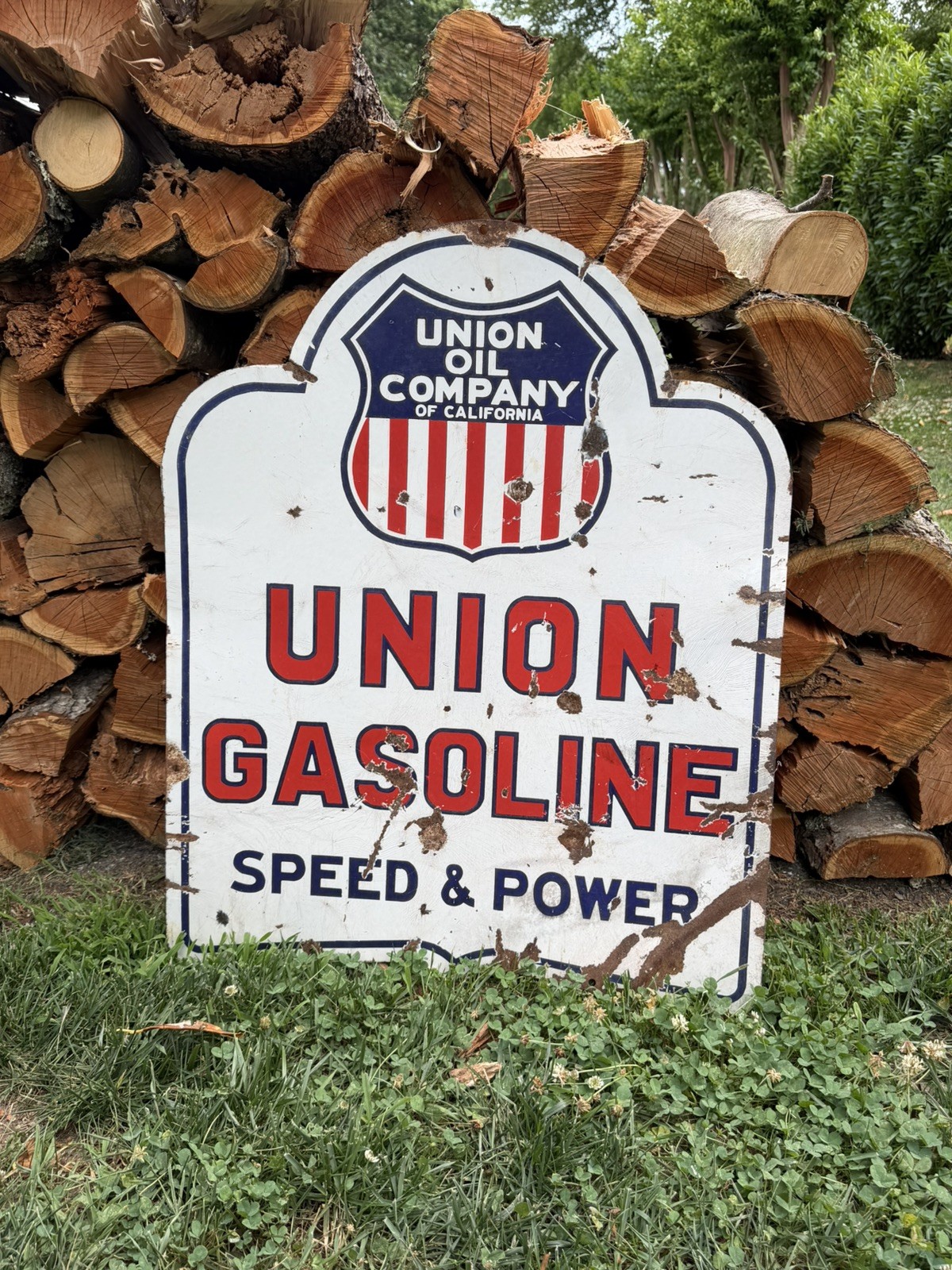 💯 original PORCELAIN UNION GASOLINE ENAMEL SIGN 26 by 32 INCHES DOUBLE SIDED