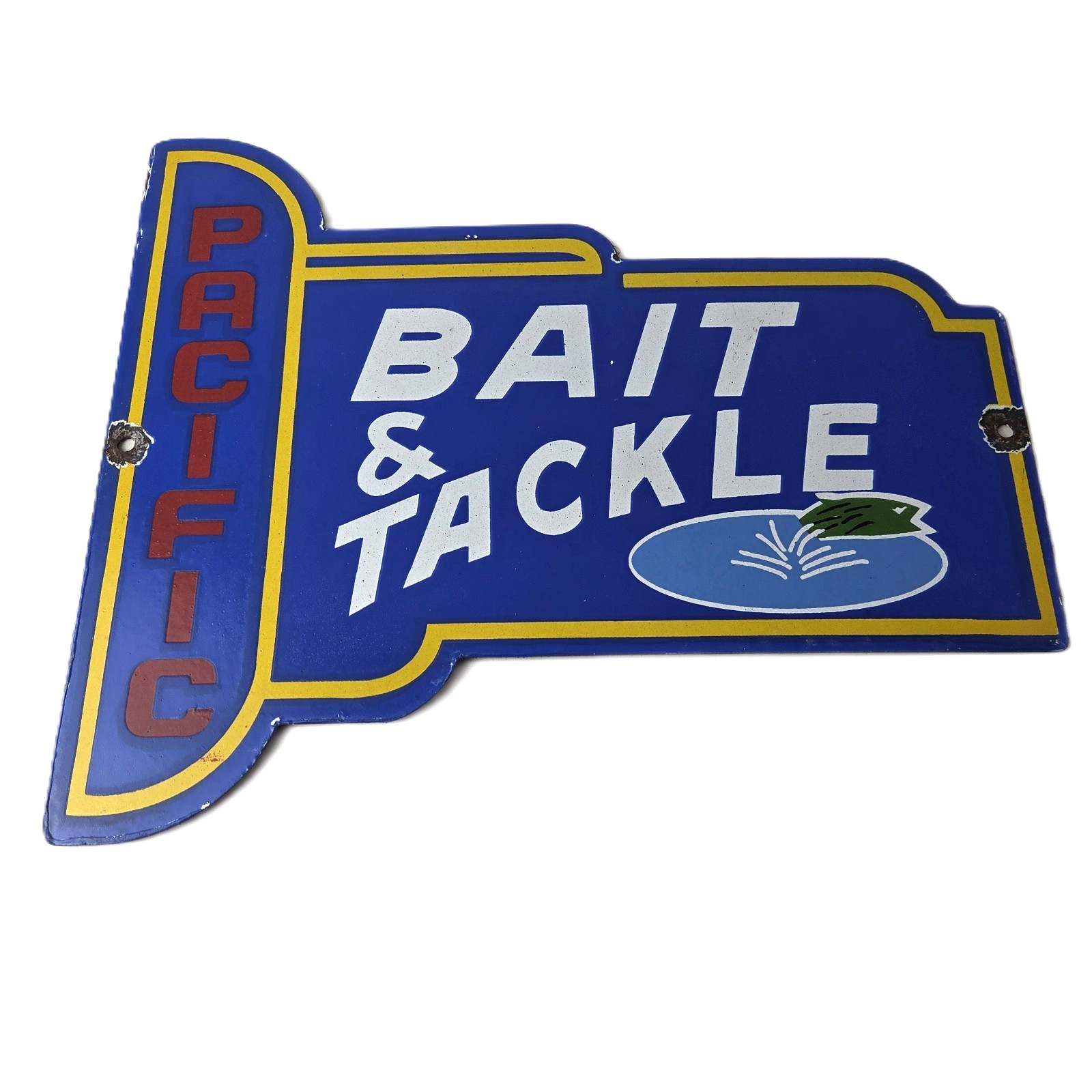 Vintage Pacific Bait Tackle Sign – Porcelain Fishing Service Gas Pump Sign