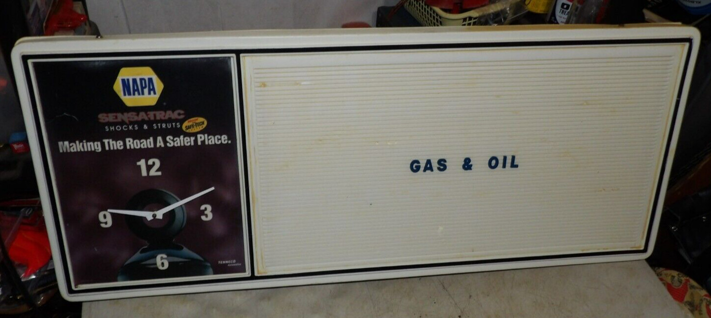VTG NAPA Auto Parts Sensatrac Shocks & Struts Lighted Message Board Clock Sign