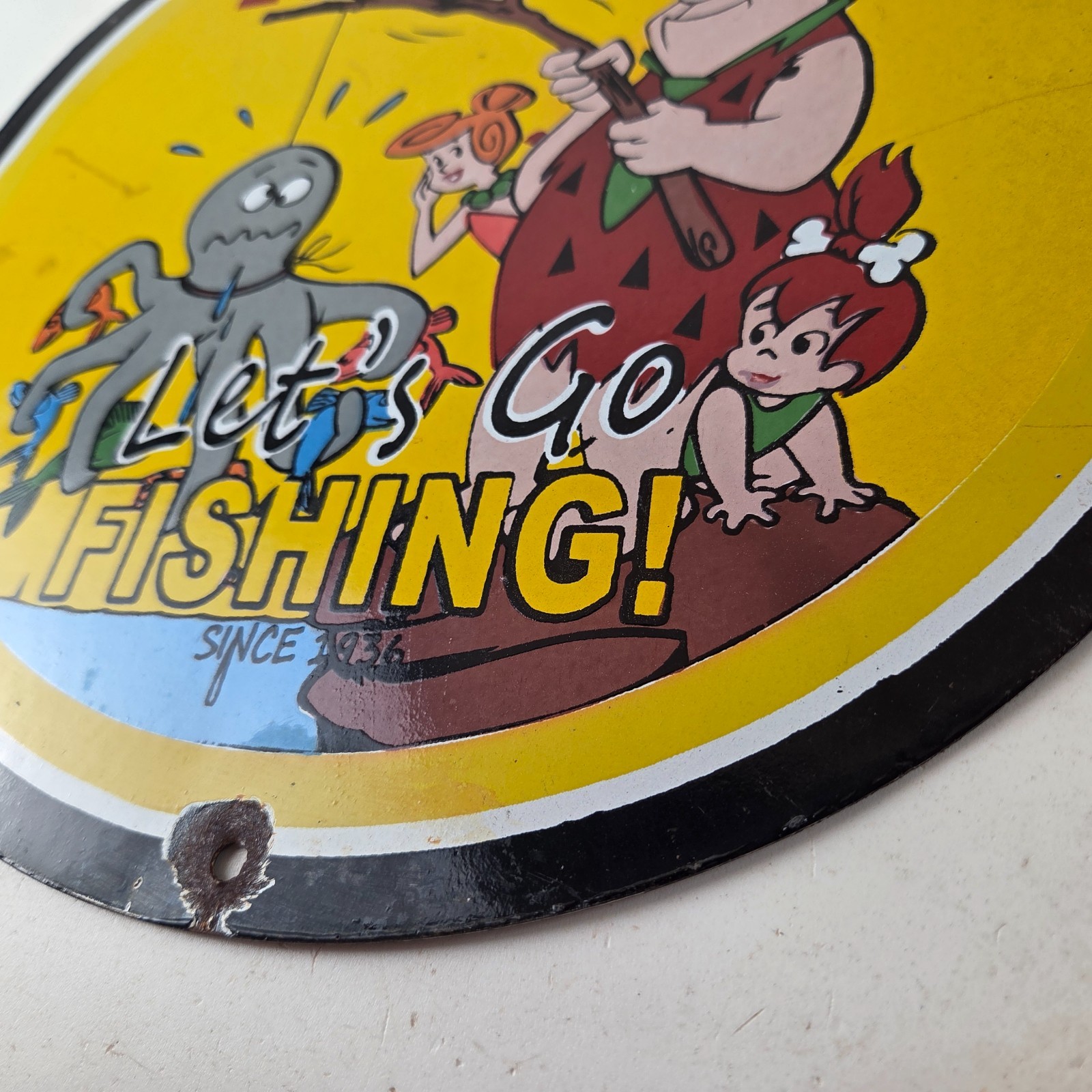 Vintage Rapala Fishing Lures Sign – Flintstones Porcelain Gas Pump Plate Sign