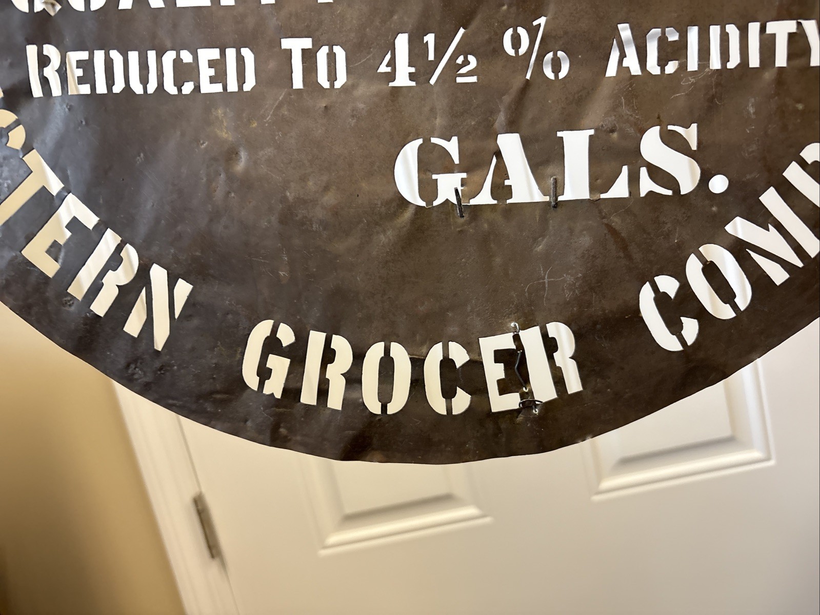 Antique First Lady Cider Vinegar Western Grocer Crate Barrel Stencil Sign Iowa