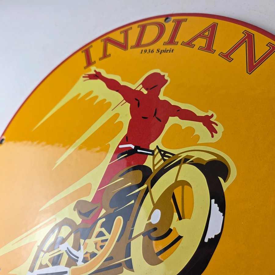 Vintage Idaho Gasoline Sign – Indian Chief Gas Motor Oil Pump Porcelain Sign
