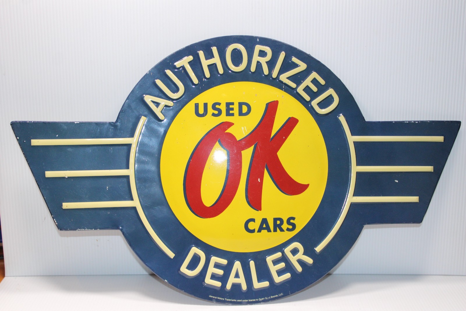 USED OK CARS AUTHORIZED DEALER METAL SIGN, GM Authorized see tag REPRODUCTION