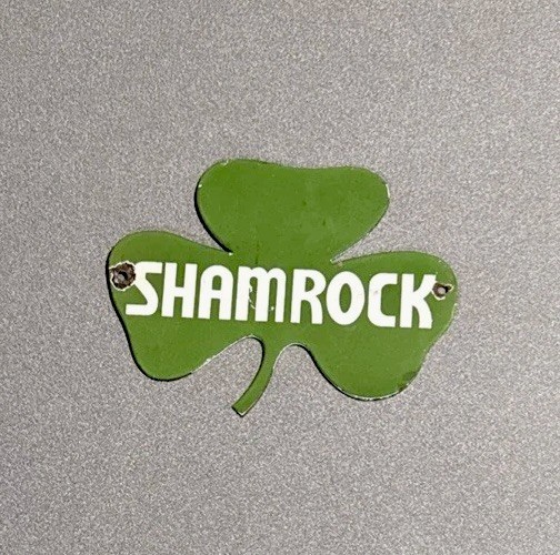 VINTAGE SHAMROCK CLOVER GASOLINE PORCELAIN SIGN CAR GAS TRUCK OIL MOTORCYCLE