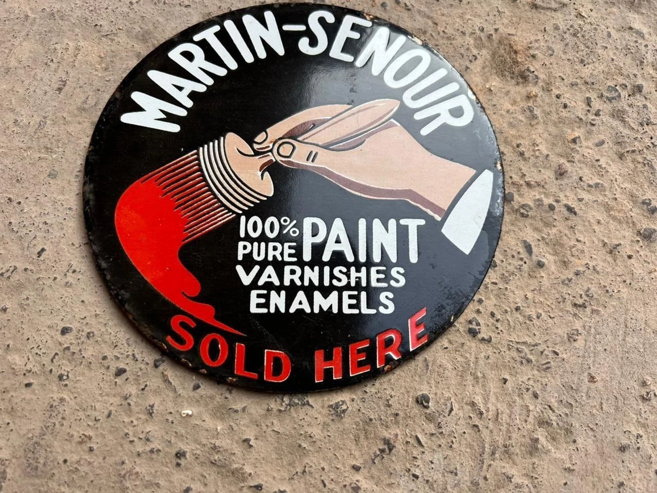 PORCELIAN MARTIN-SENOUR ENAMEL SIGN SIZE 12X12 INCHES
