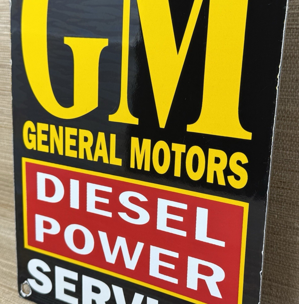 VINTAGE GENERAL MOTORS PORCELAIN DEALERSHIP SIGN GAS SALES SERVICE OIL DIESEL
