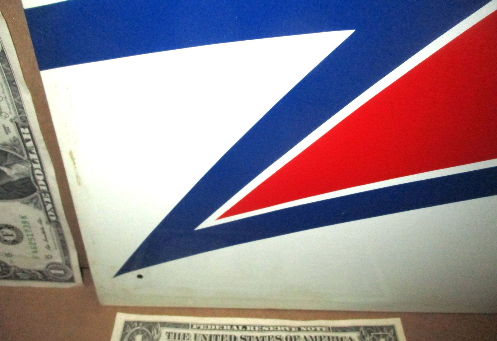 AC DELCO GM -Two Sided- 1970’s Freedom Battery -RED WHITE BLUE- VINTAGE OLD SIGN