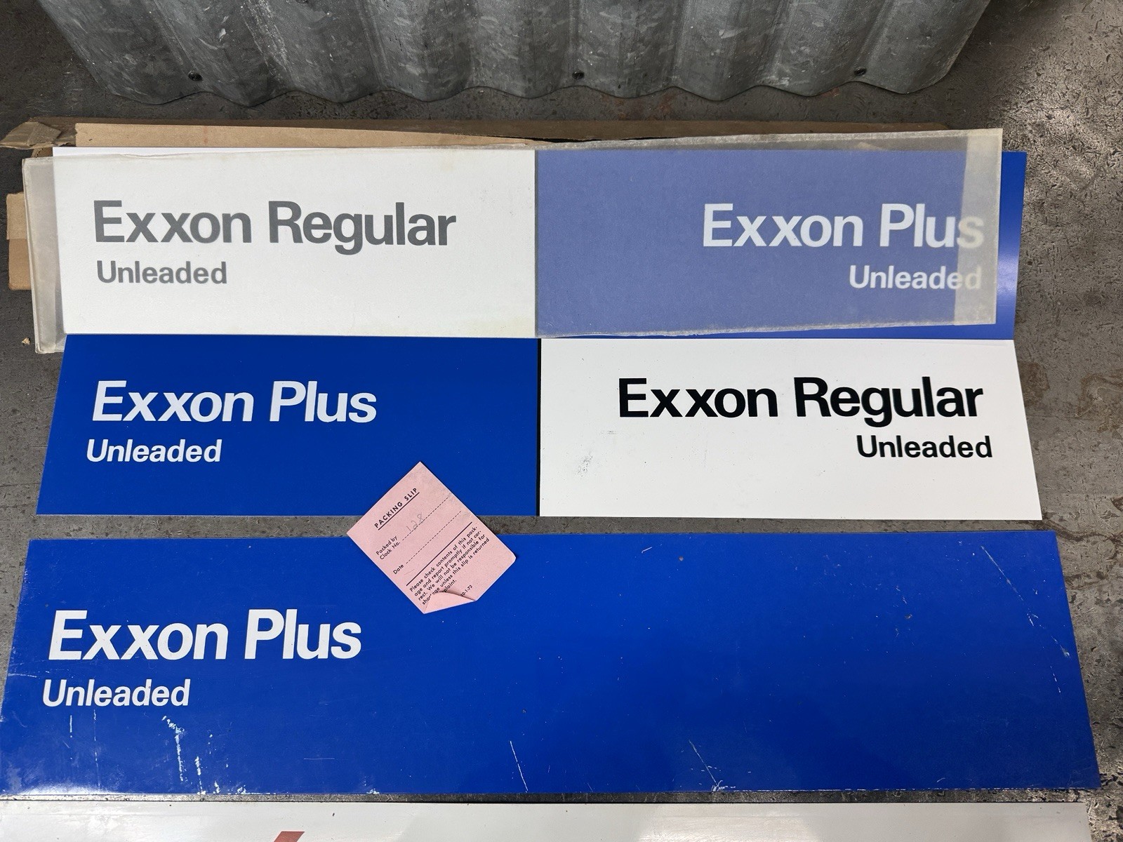 Group Of NOS Exxon Regular/Extra Gas Oil Pump Panel Signs