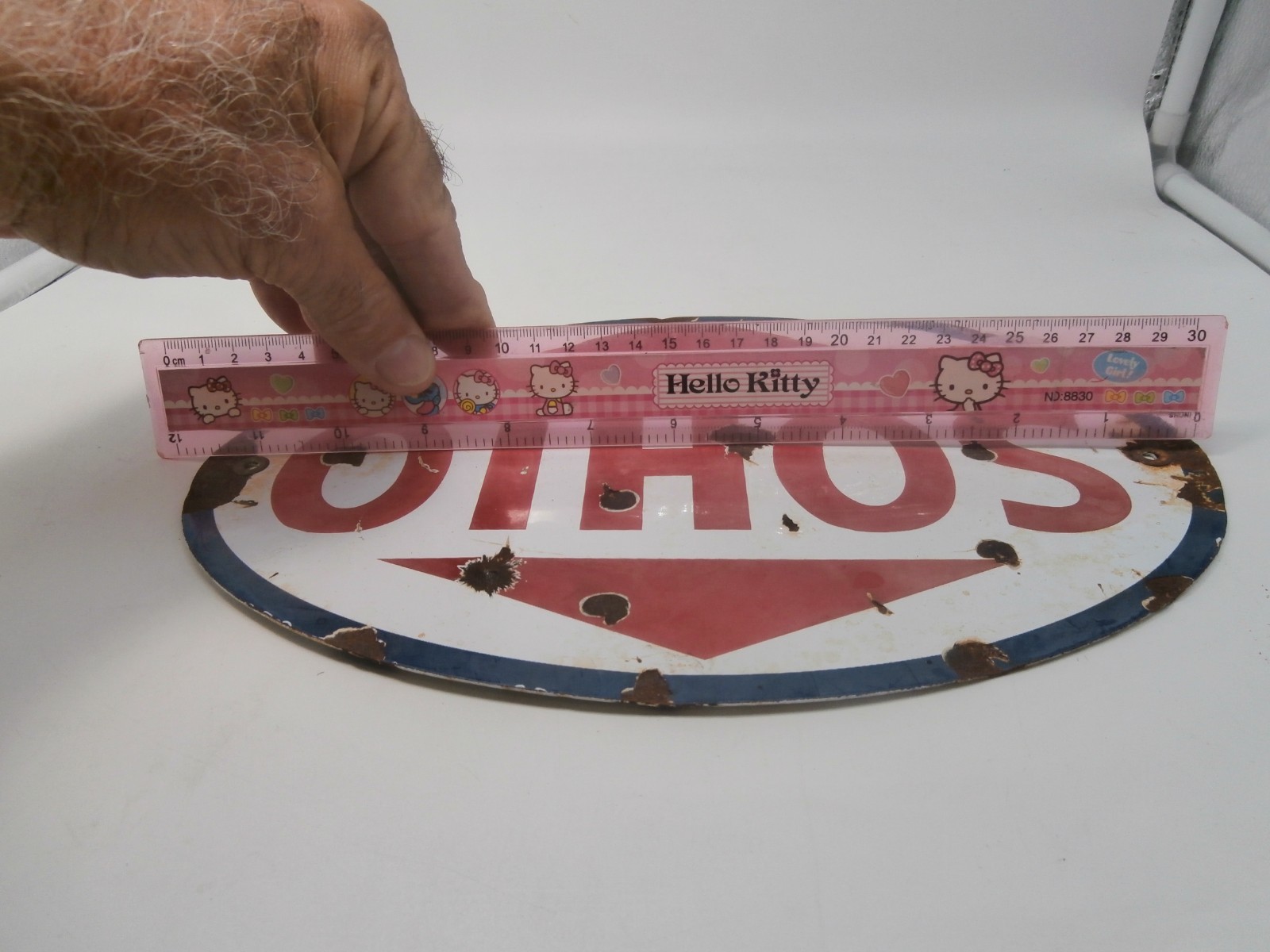 VTG “SOHIO “Oval Sign Enamel Metal ,Gas Station Collectible Original Collectable