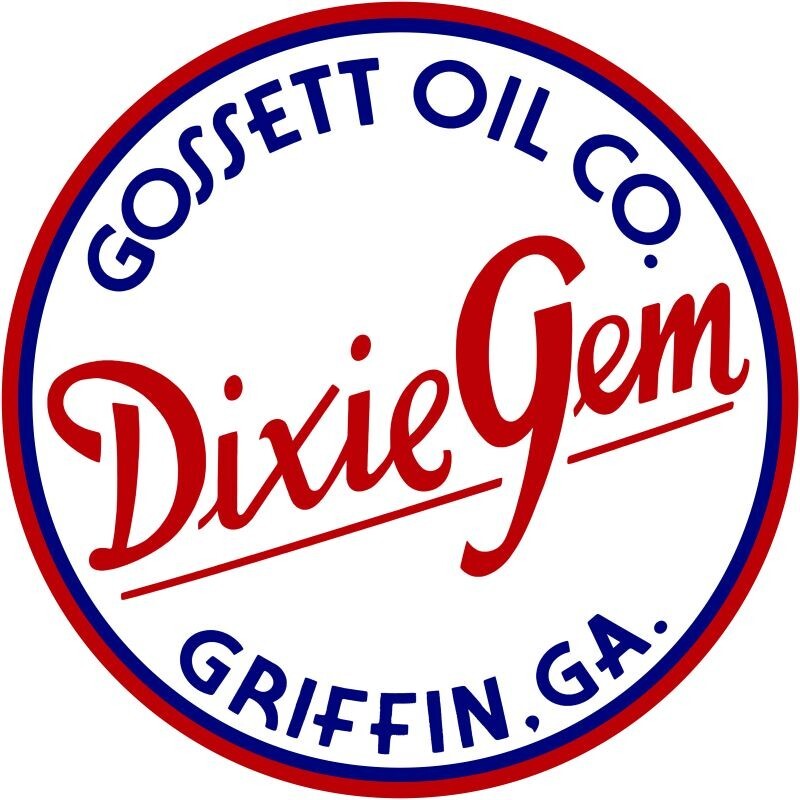 Gossett Oil Co.. Dixie Gem Gasoline NEW Sign: 40″ Round USA STEEL XXL Size