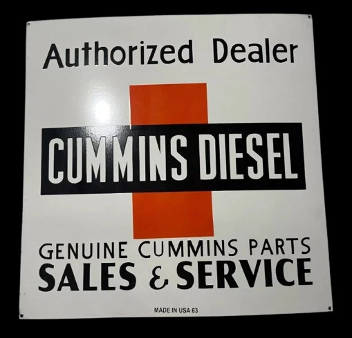 PORCELIAN CUMMINS DIESEL ENAMEL SIGN SIZE 24X24 INCHES DOUBLE SIDED