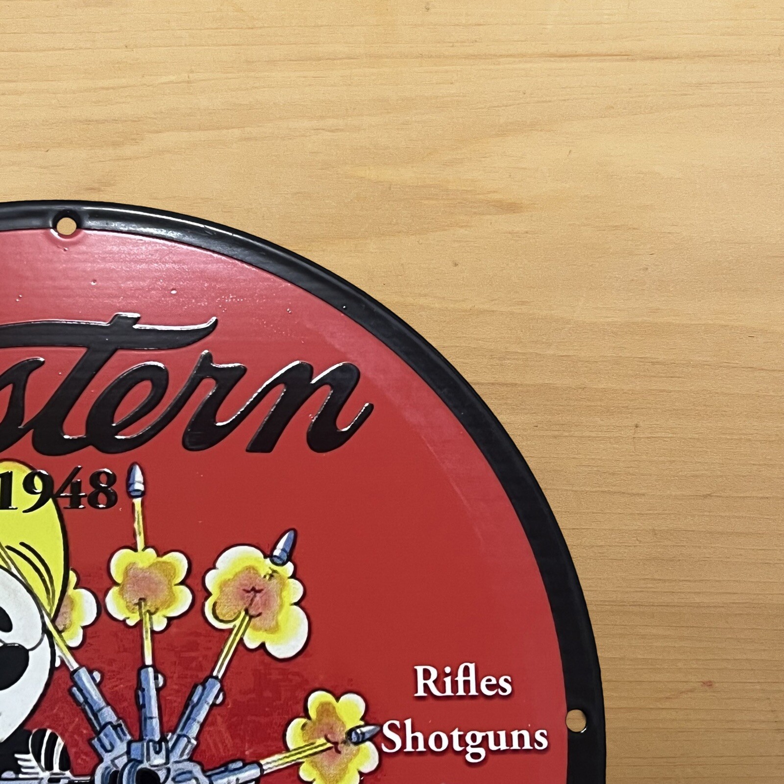VINTAGE WESTERN AMMUNITION PORCELAIN SIGN FELIX GUNS SERVICE STATION PUMP PLATE