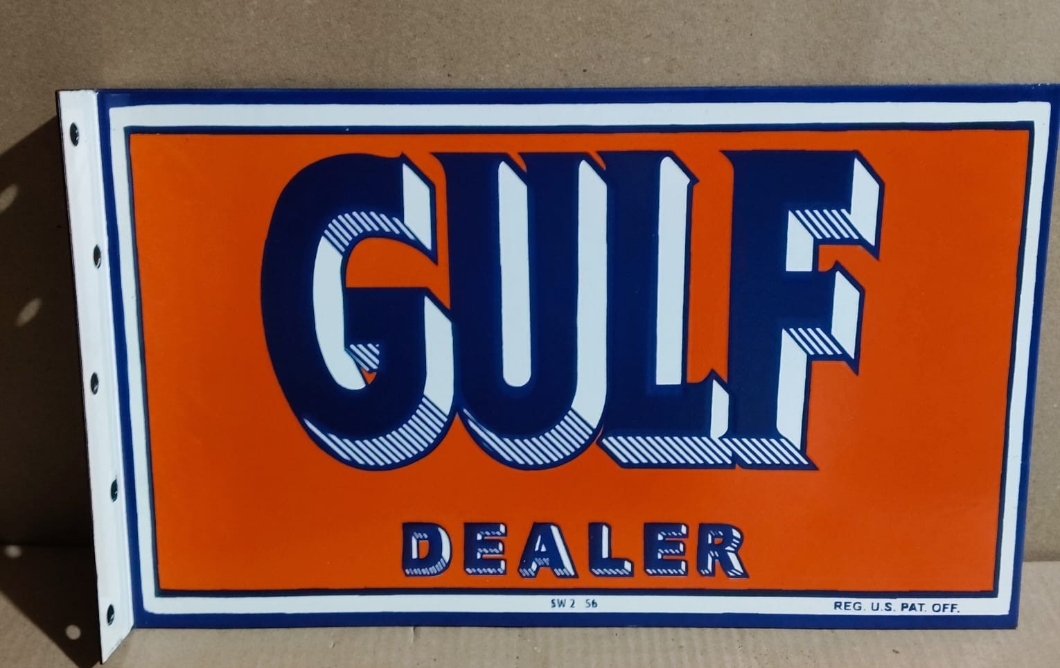 Gulf Dealer Porcelain Enamel Sign 18 x 10 Inches 2 Sided