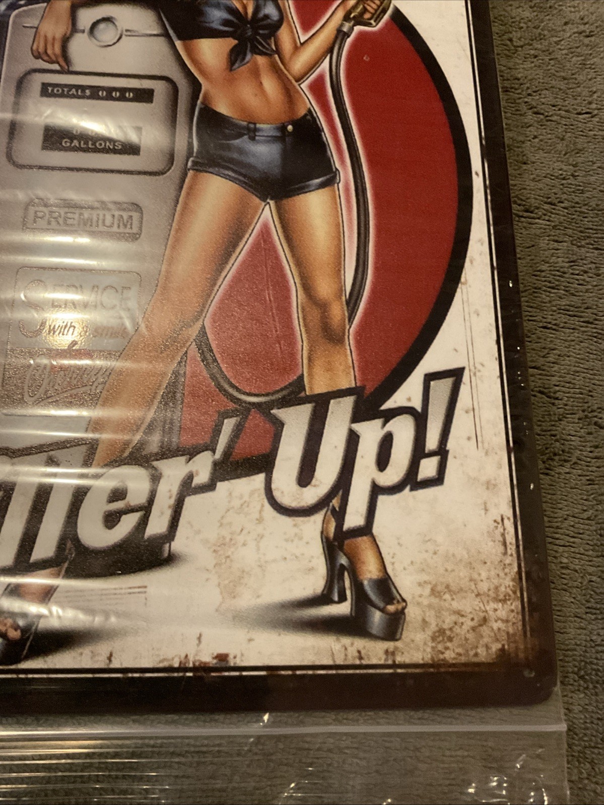 Filler Up Gas Girl Pump Pin Up Man Cave 8″X12″ TIN METAL SIGN