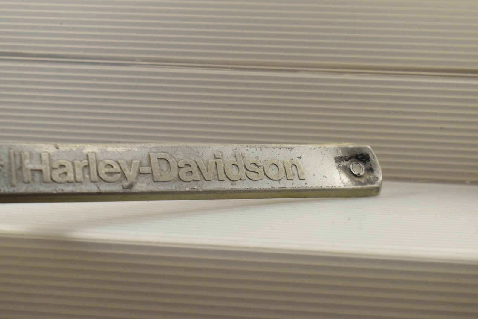 AMF HARLEY-DAVIDSON NAME PLATE FRONT BADGE SIGN 3 WHEEL GOLF CAR CIRCA 1981-1983