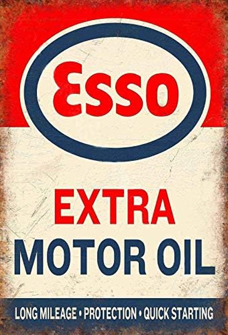 12 Pieces Gas and Oil Tin Signs, Retro Vintage Metal Sign for Home Man Cave Gara