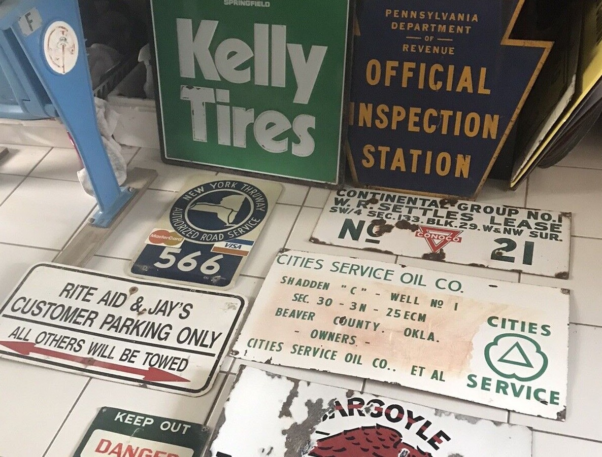 Cities Service Vintage Original Gas Oil Car Porcelain Advertising Lease Sign