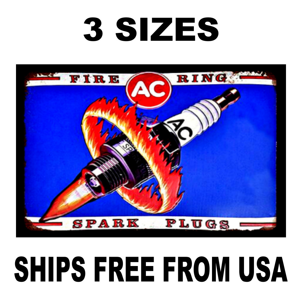 AC Spark Plug Sign Sticker Or Fridge Magnet-Original Vintage Replica Decal