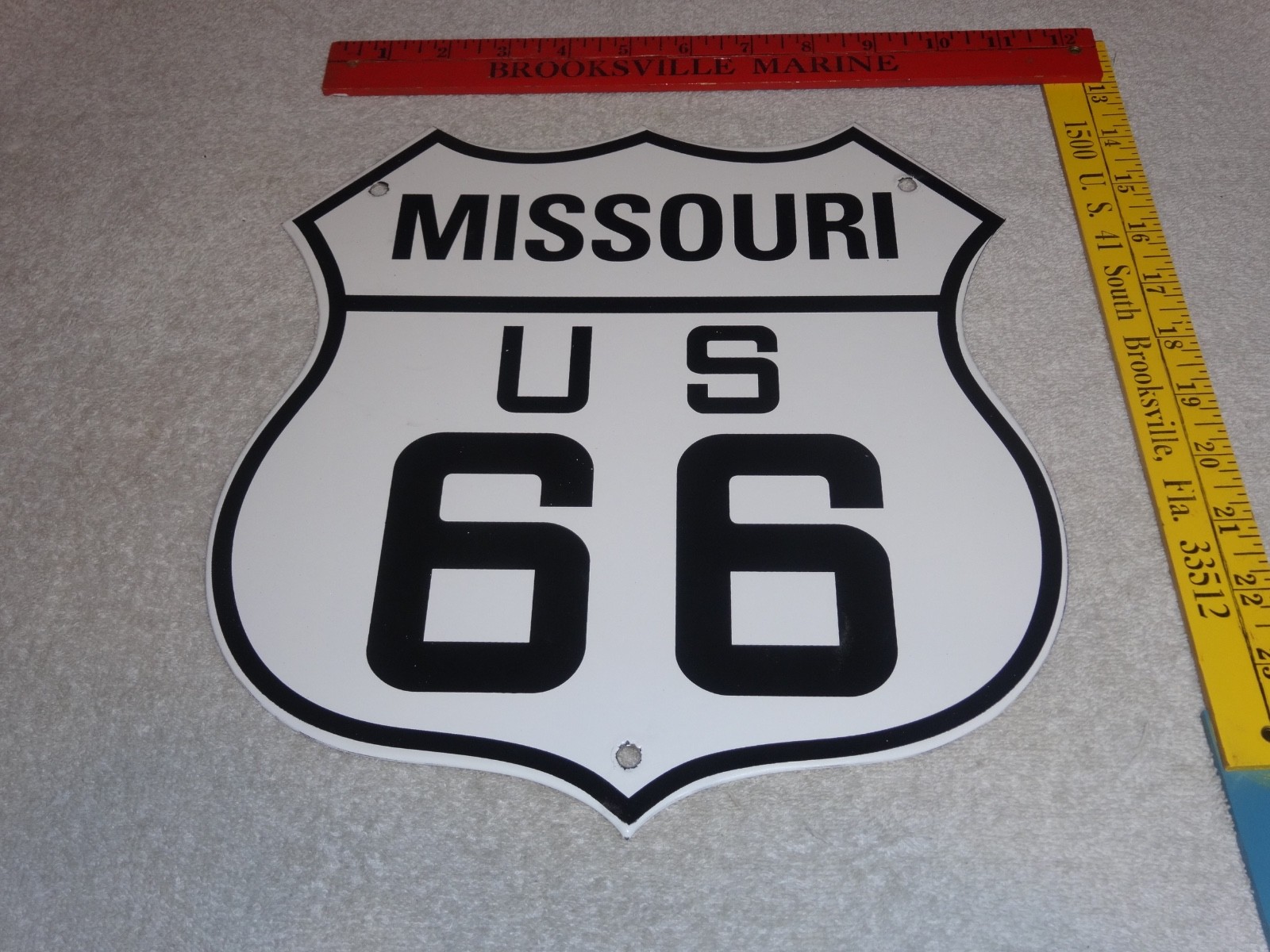 VINTAGE MISSOURI ROUTE 66 UNITED STATES U.S. PORCELAIN METAL GASOLINE OIL SIGN