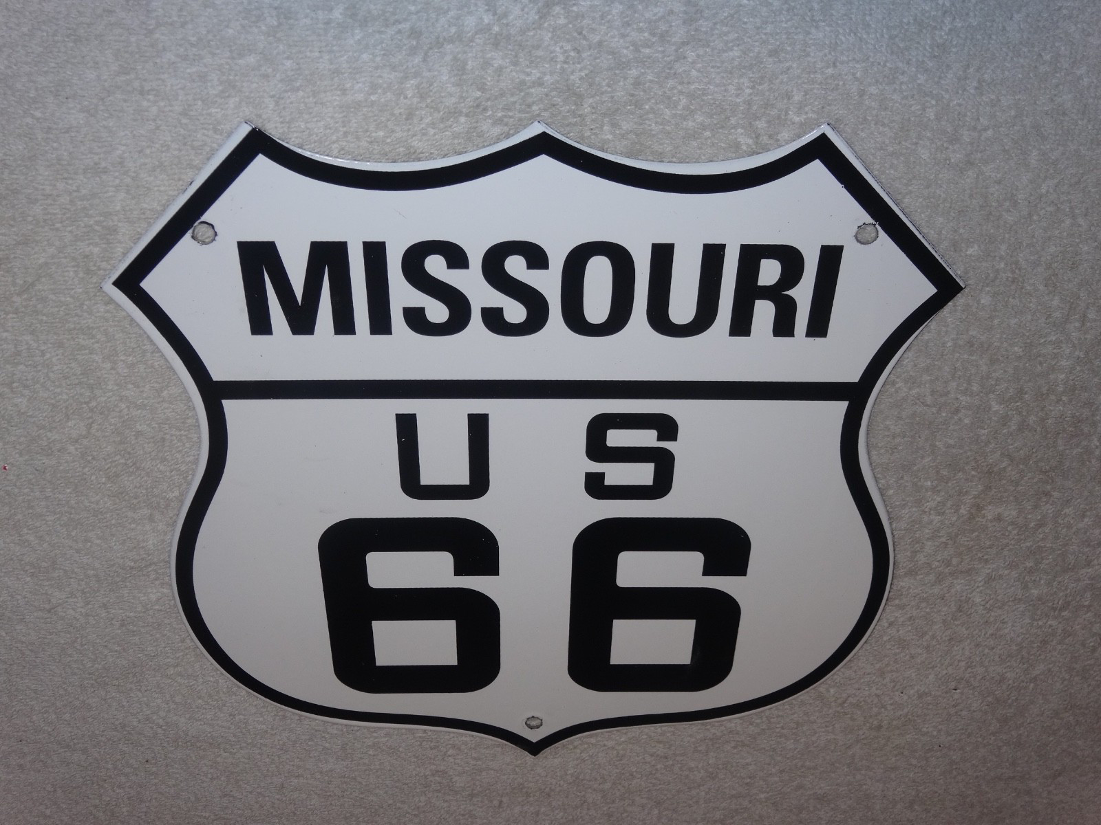 VINTAGE MISSOURI ROUTE 66 UNITED STATES U.S. PORCELAIN METAL GASOLINE OIL SIGN