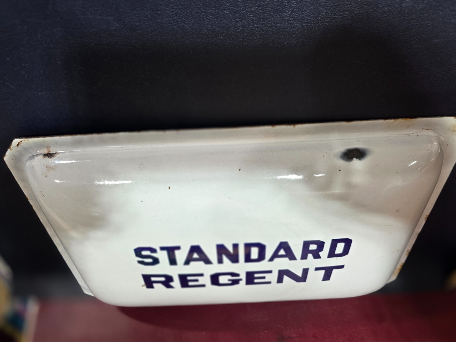 VINTAGE STANDERD REGENT PORCELAIN ENAMEL SIGN PART?