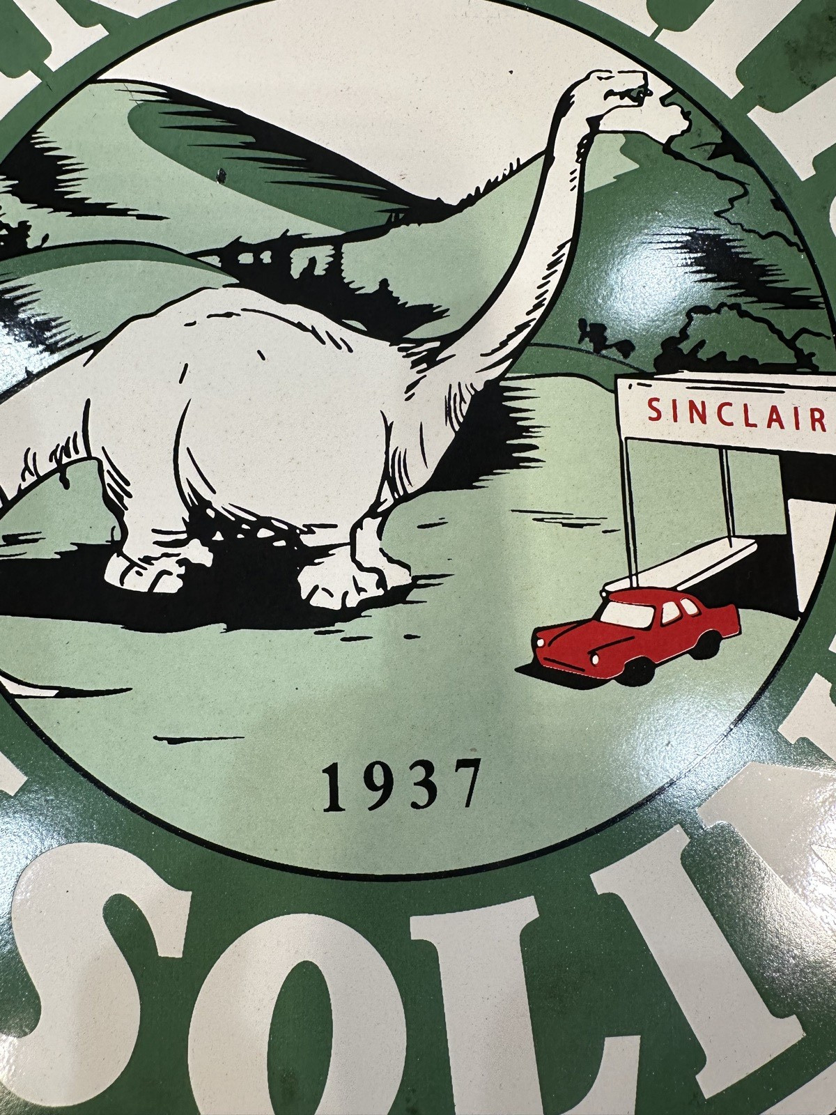 Porcelain Sinclair Enamel Sign Size 12X12 Inches