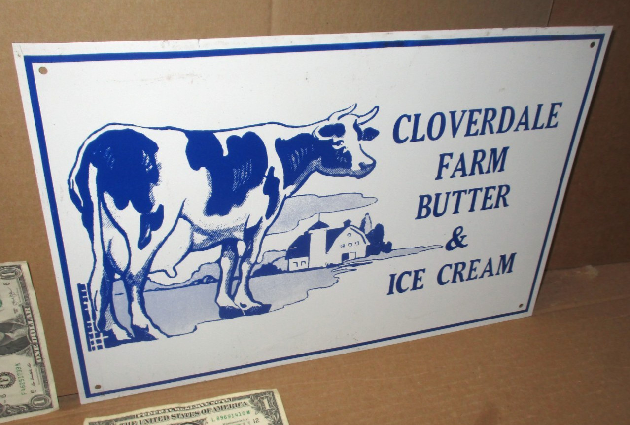 CLOVERDALE – Farm Butter & Ice Cream – DAIRY COW SIGN – Shows Barn – BIG & HEAVY