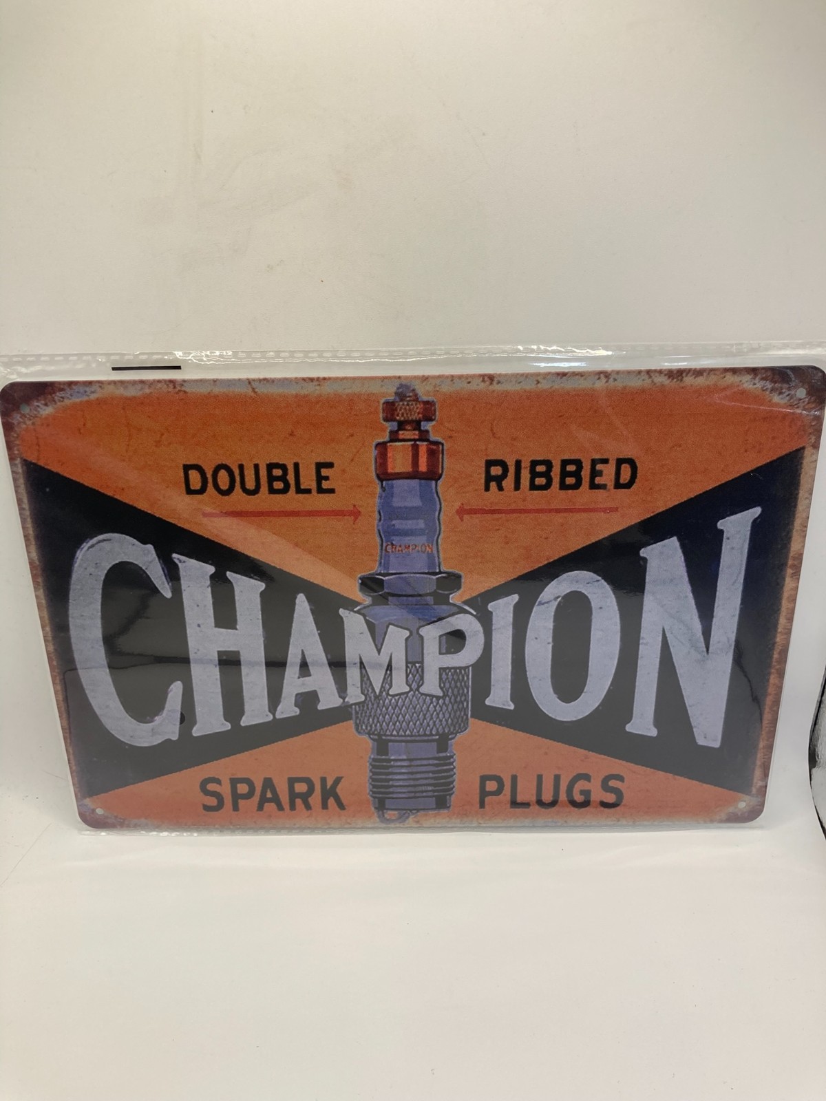 Champion Spark Plugs Retro Style Metal Tin Sign 12×8 Garage Wall Decor