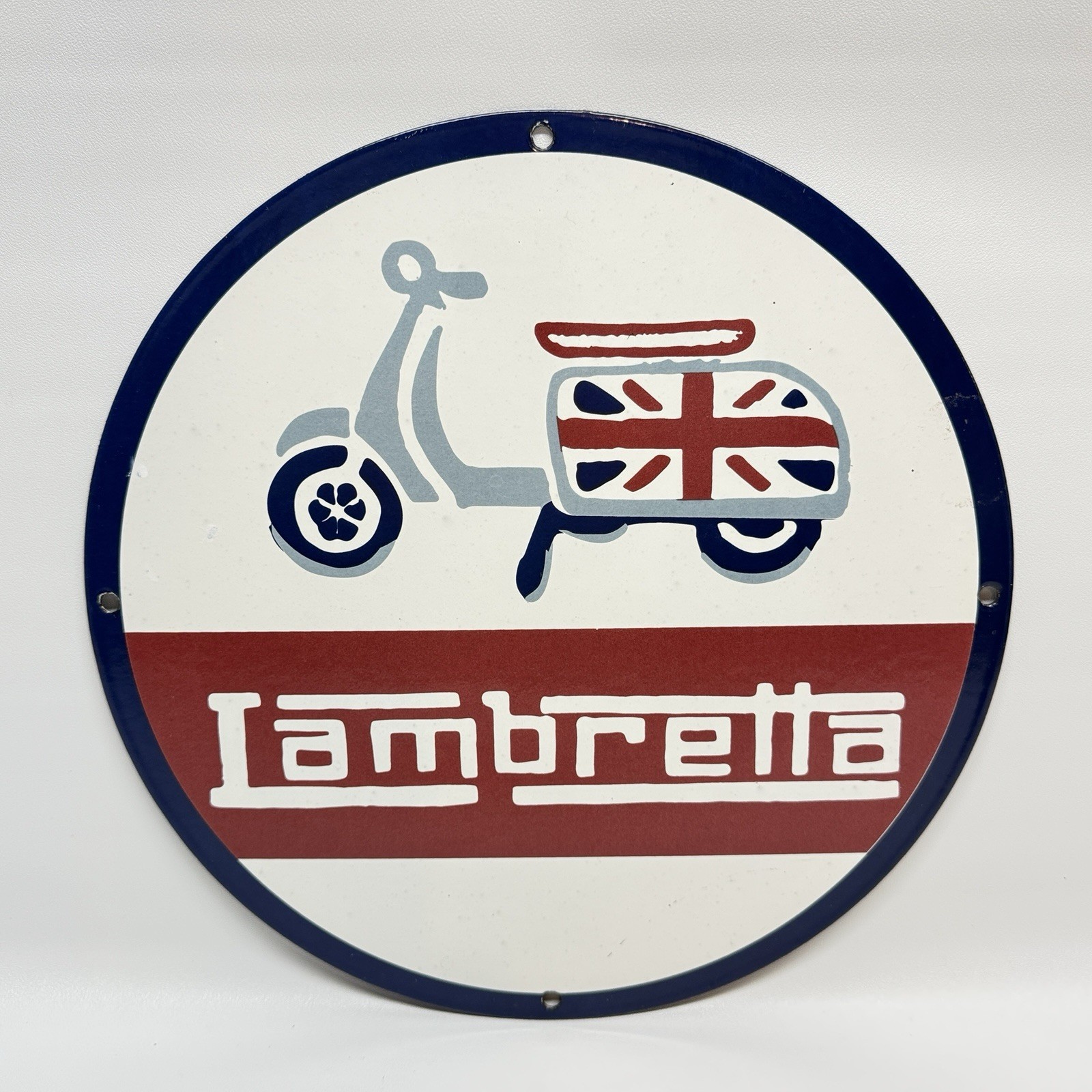 Lambretta Scooter – Vintage Porcelain Sign – Pump Plate Dealership Advertising