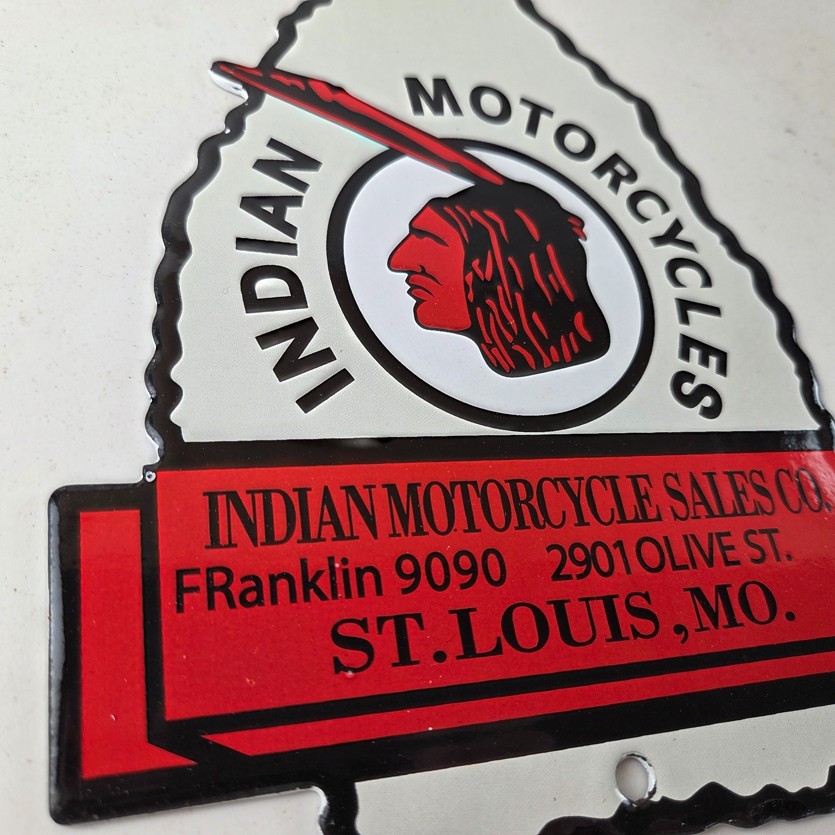 Vintage Indian Motorcycles Sign – Arrow Head Porcelain Gas Pump Sales Sign