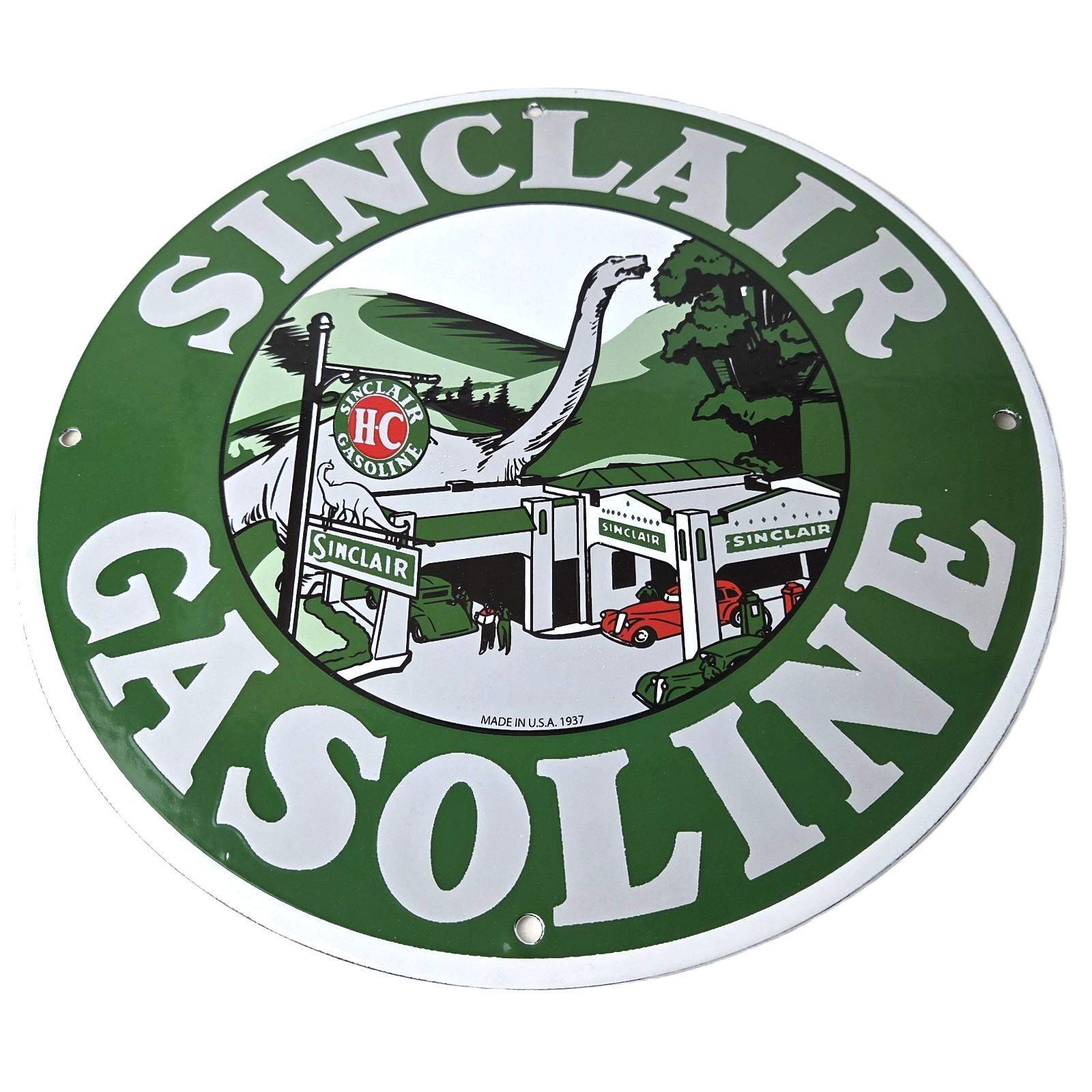 Vintage Sinclair Gasoline Sign – Dino Service Station Oil Pump Porcelain Sign