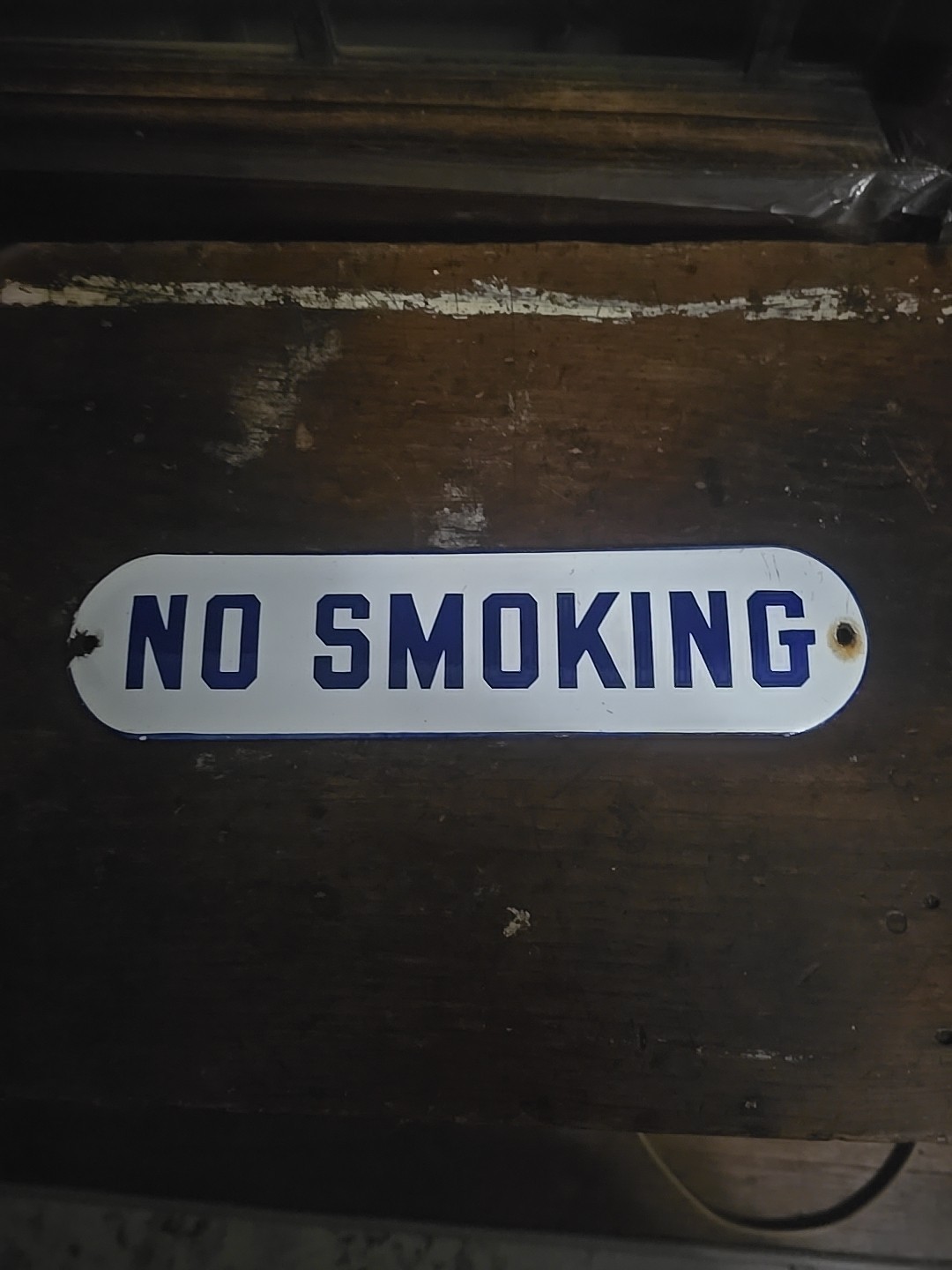 Vintage ~ Porcelain Enamel Sign ~ No Smoking 10″ x 2 1/2″
